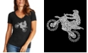 LA Pop Art Women's Word Art Freestyle Motocross V-Neck T-Shirt